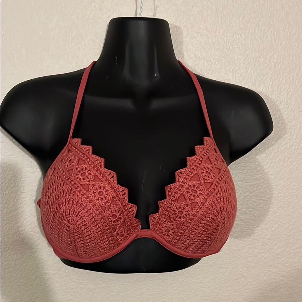 Pretty pink bikini festival top boho chic sexy underwire pushup adjustable